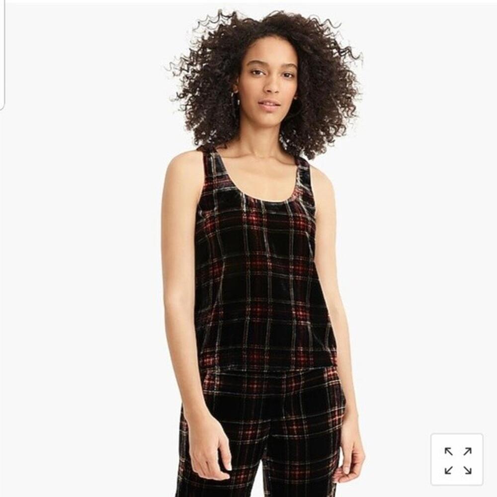 NWT J.CREW J Crew Multi-Color Velvet Tank Top Sleeveless Stewart Tartan Lined 6